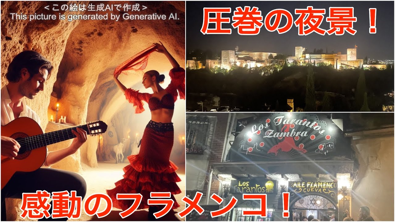 【🇪🇸感動のグラナダ洞窟フラメンコ💃と圧巻のアルハンブラの夜景】是非行ってほしい❗️