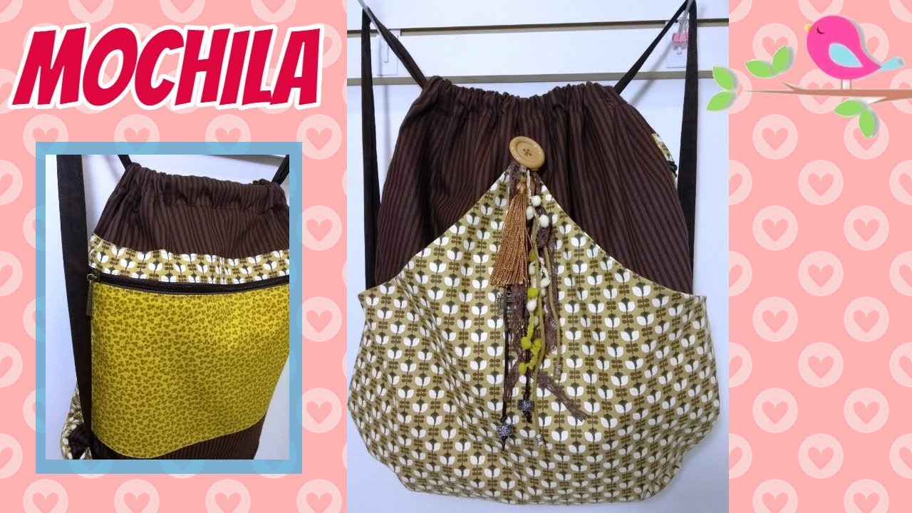 Como Fazer Mochila Tipo Sacola *SUPER FÁCIL* na Máquina Doméstica - Costura Iniciante