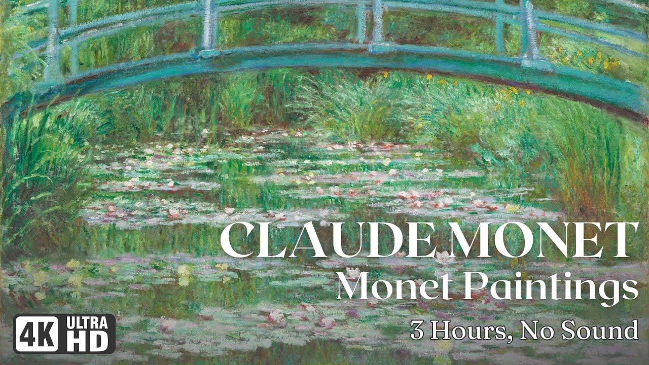 4K Claude Monet Screensaver | Monet Painting Wallpaper Slideshow | 3 Hours, No Music