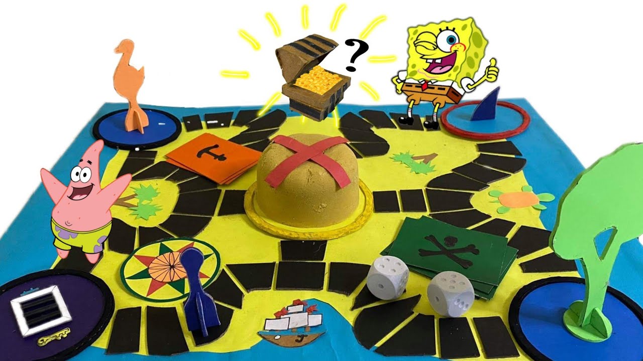 HOW TO MAKE SPONGEBOB SQUAREPANTS FYLING DUCTHMAN'S TREASURE HUNT FROM CARDBOARD AND ART PAPERS