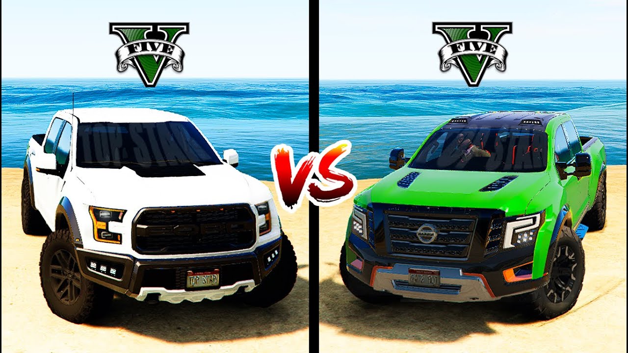Ford F 150 Raptor vs Nissan Titan Warrior in GTA V - Which is best?