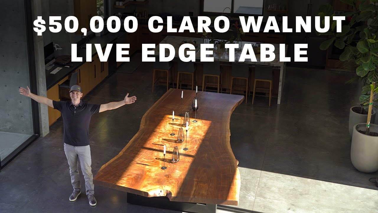 $50,000 Claro Walnut LIVE EDGE TABLE in Custom LA Home