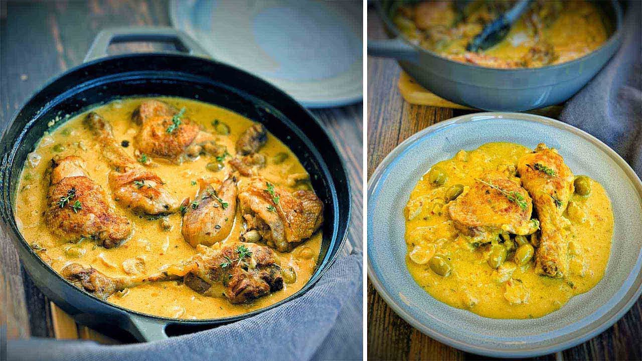 Cuisses de poulet à la moutarde et champignons
