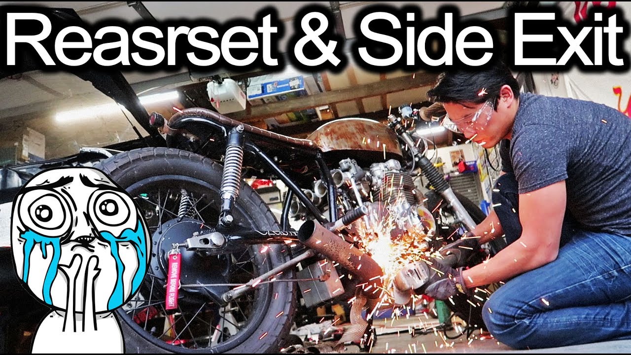Cafe Racer Gets Side Exit And Rear Set Installed -  Honda CB550 Cafe Racer Build Pt. 73