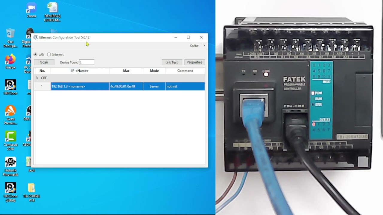 Fatek PLC FBs-CBE Ethernet Modülü  Bağlanma -Veri Çekme ethernet module configuration tool V 5.0.12