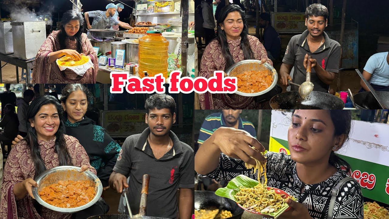 Evening fast foods egg noodles, chicken fried rice,idly poori 