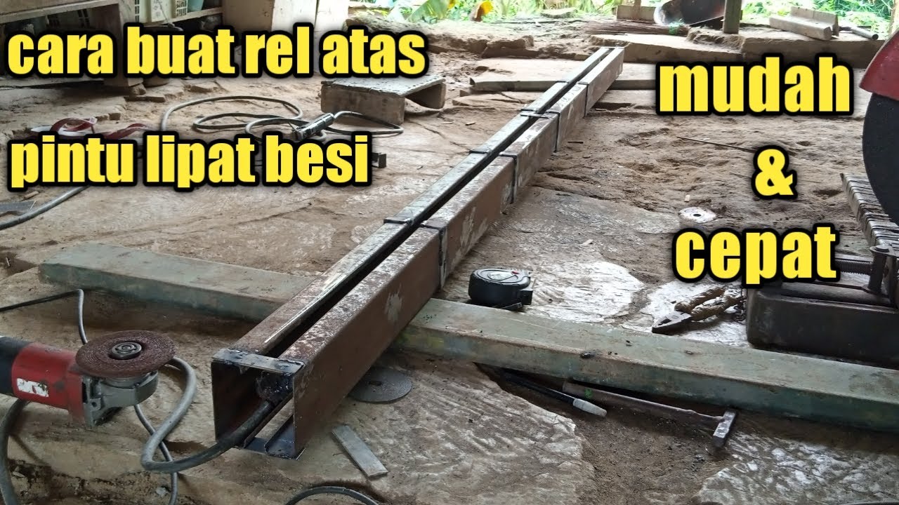 Cara buat rel atas pintu lipat besi/rel gantung pintu lipat besi