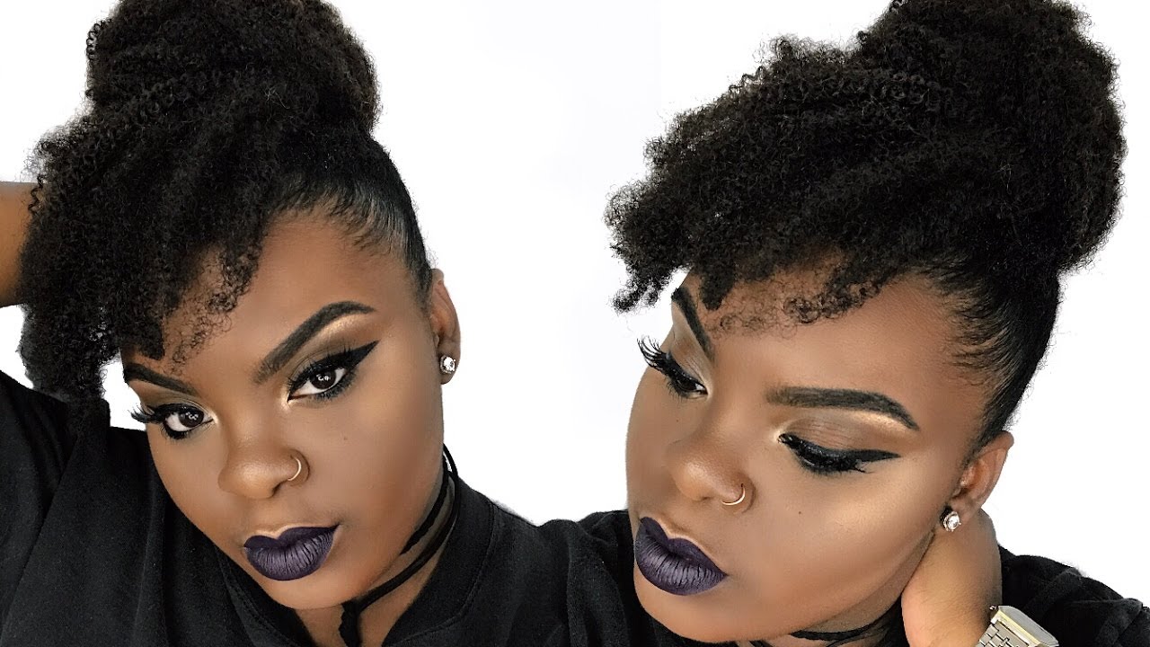 Kinky Bun with Bangs Tutorial for Short to Medium Natural Hair | JOYNAVON