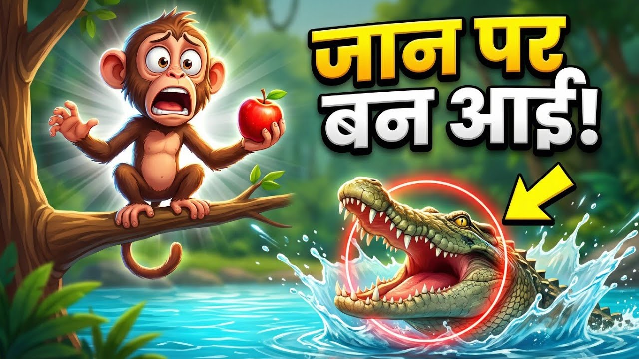 बंदर और मगरमच्छ की कहानी🐵🐊 | दोस्त ने धोखा दिया! | Panchatantra Moral Story Hindi