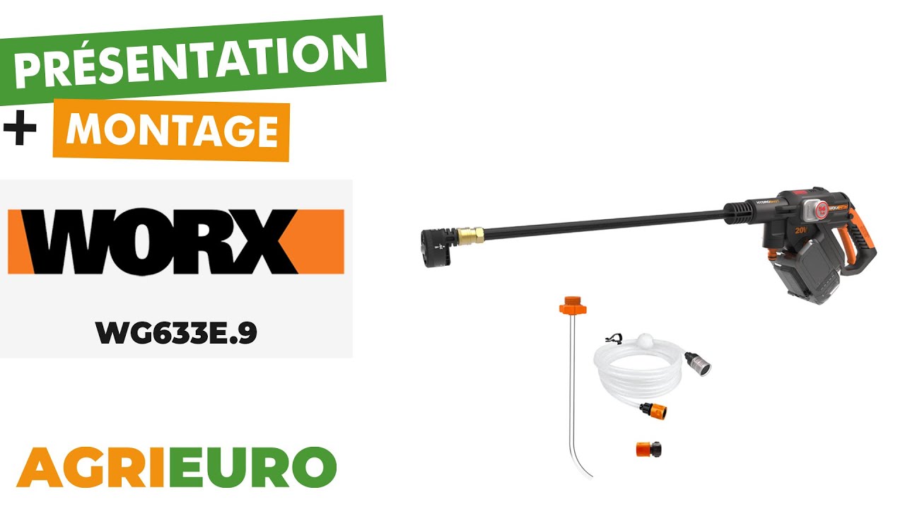 Lance haute pression à batterie 20 V Worx Nitro HydroShot WG633E.9 - Présentation et montage