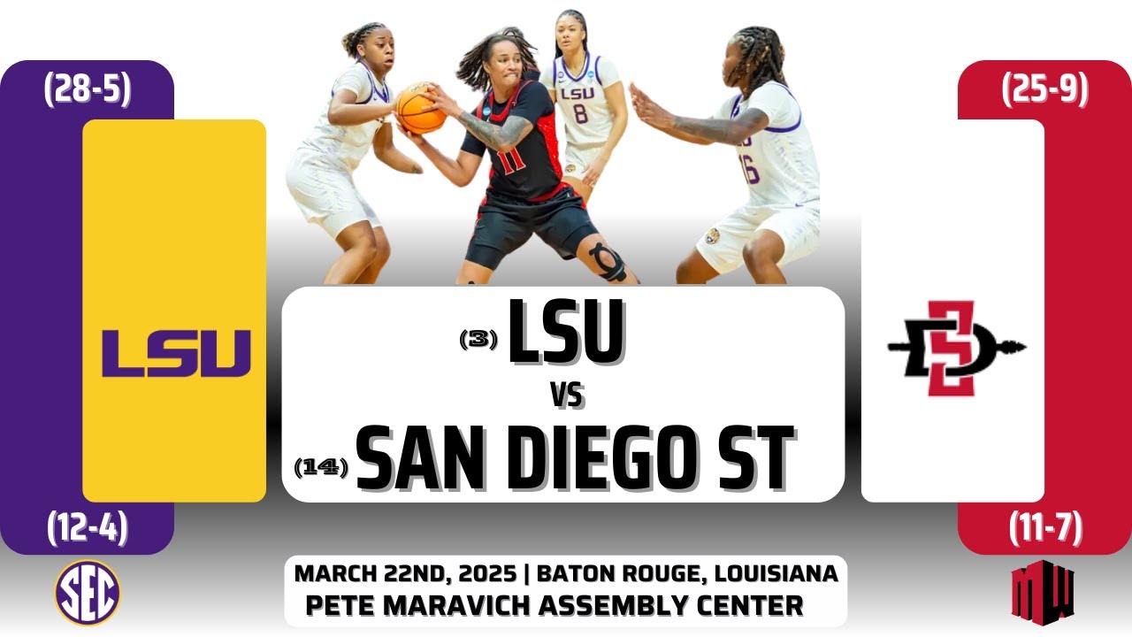 (3) LSU vs (14) San Diego State | NCAA Tournament: First Round | 3.22.25