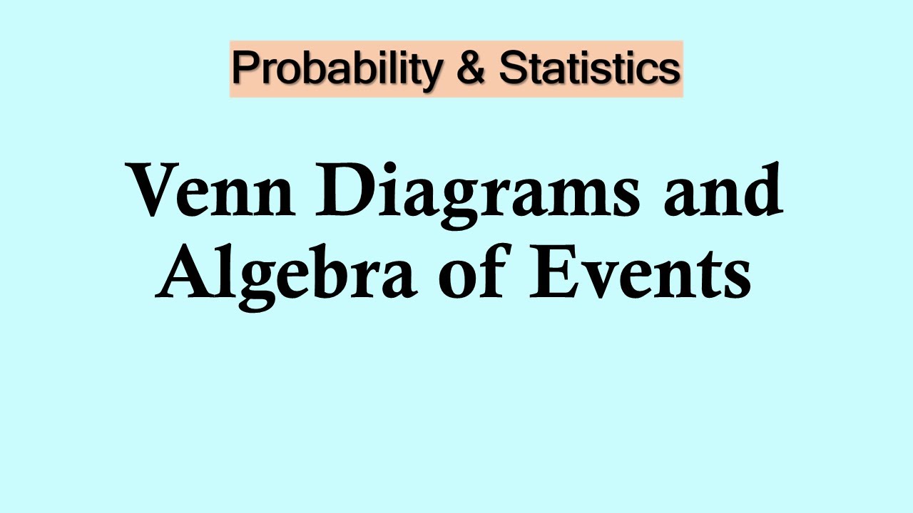 Probability and Statistics | Venn Diagrams and Algebra of Events