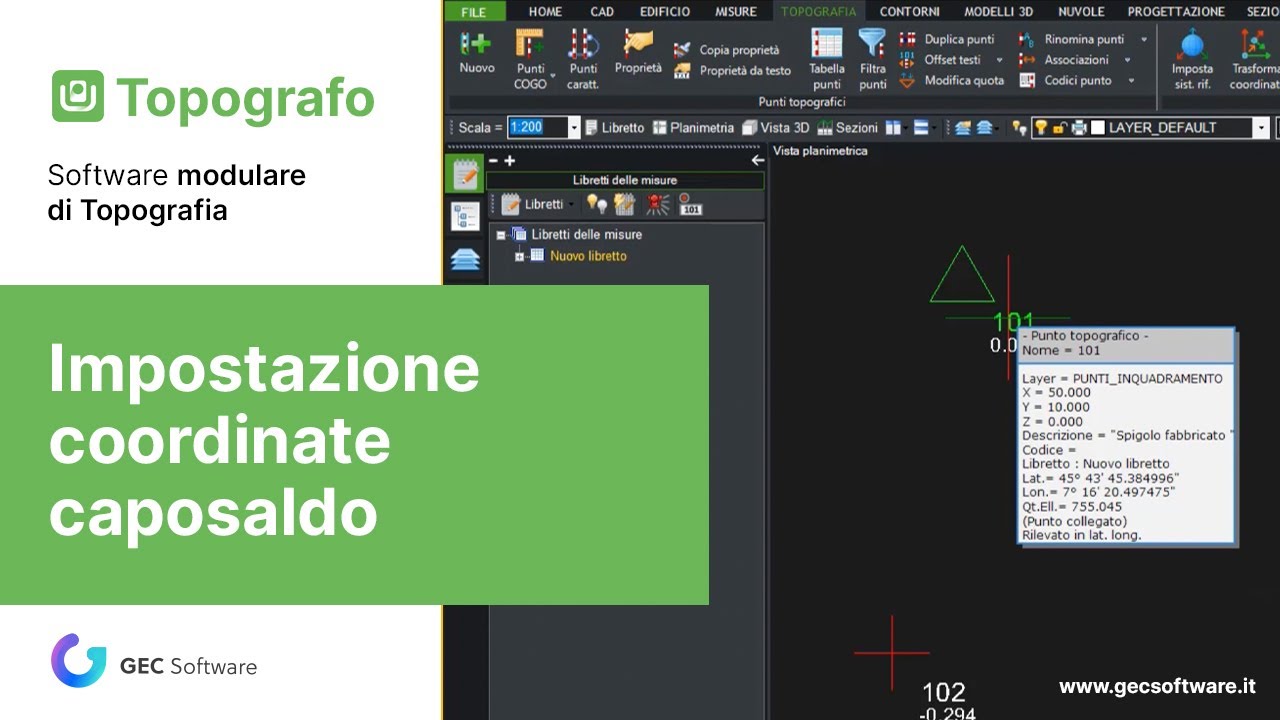 Topografo - Modulo T: Impostazione coordinate caposaldo