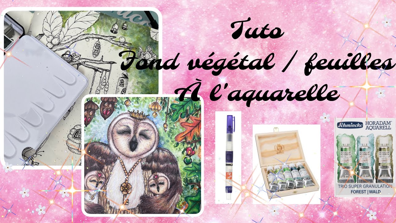 L’aquarelle en coloriage adulte#4 Tuto fond végétal / forêt 🌳