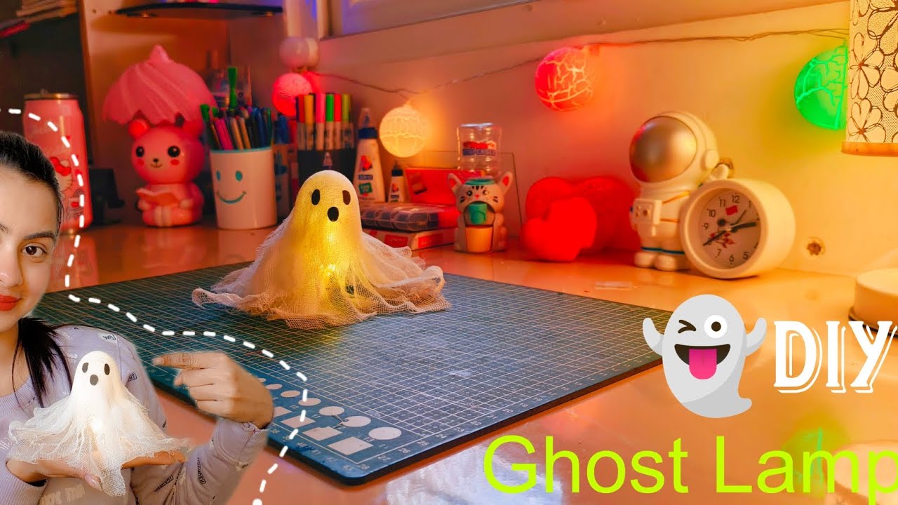 DIY Ghost Lamp 👻✨ | Easy & Cute Ghost Light | Budget Friendly Home Decor