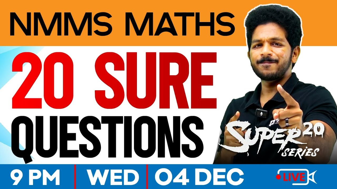 NMMS MATHS  2024 | SUPER 20 | Sure Questions | Exam Winner