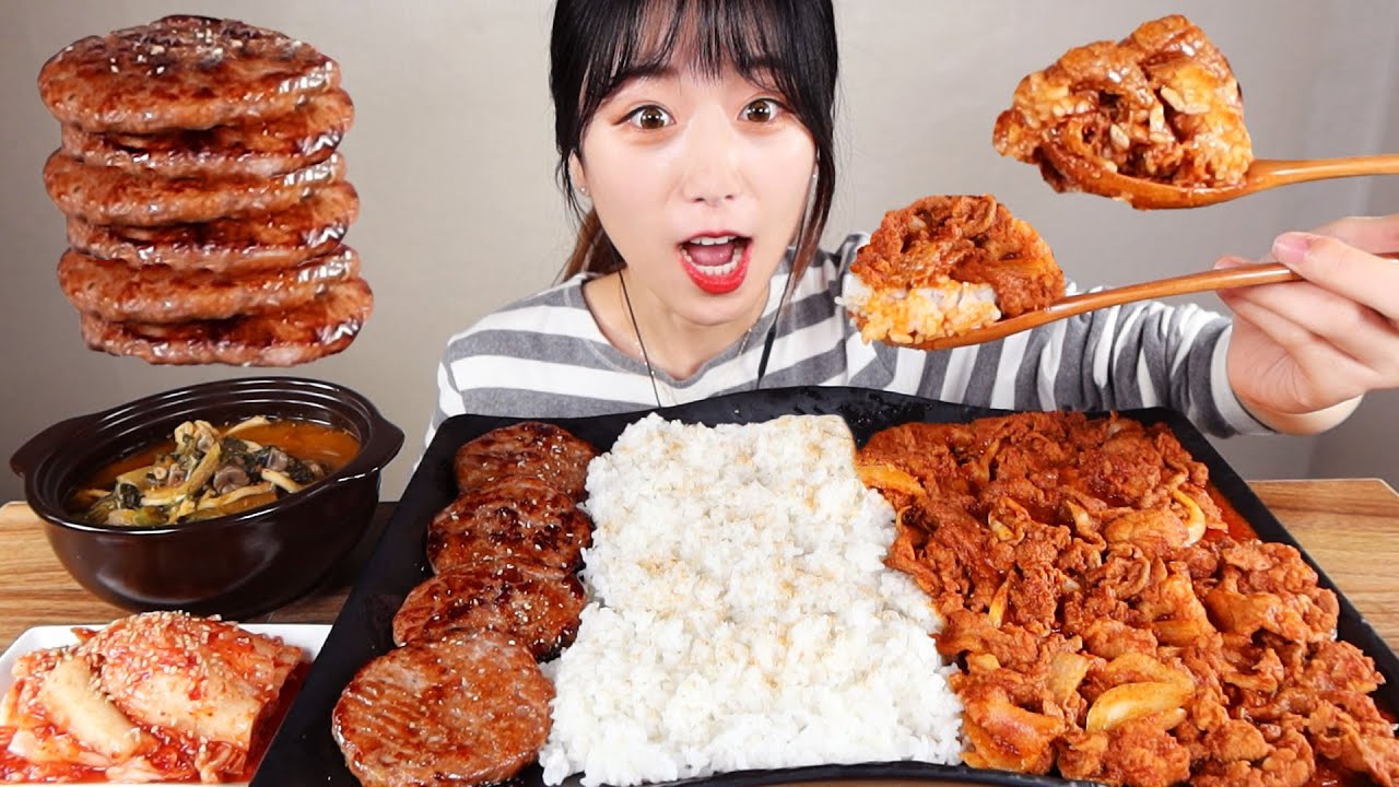 ASMR 역시 한식이🍚🥘 제일 좋은거 같아요👍🏻 매콤 주물럭 떡갈비 된장찌개 먹방!! (feat광고) Korean cuisine  Spicy Bulgogi   mukbang