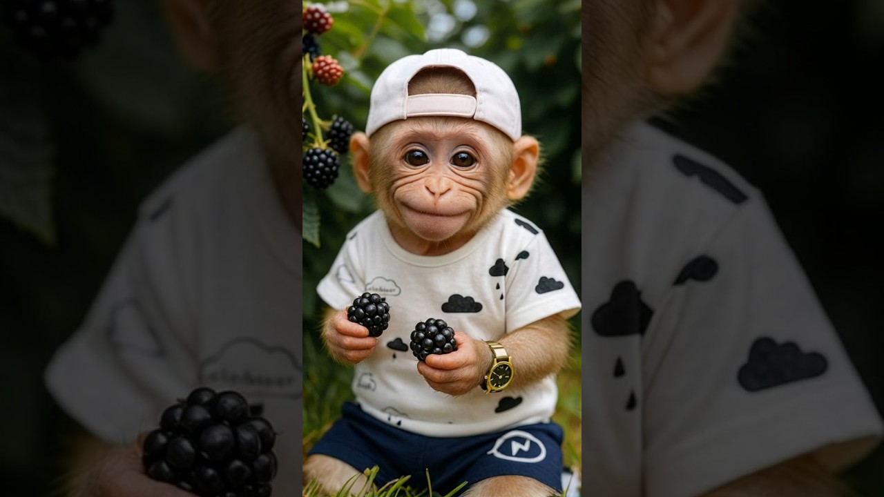 Monkey Tastes Blackberry &ndash; Cap Flies Off, Then Laughs Hilariously! 🍇🧢