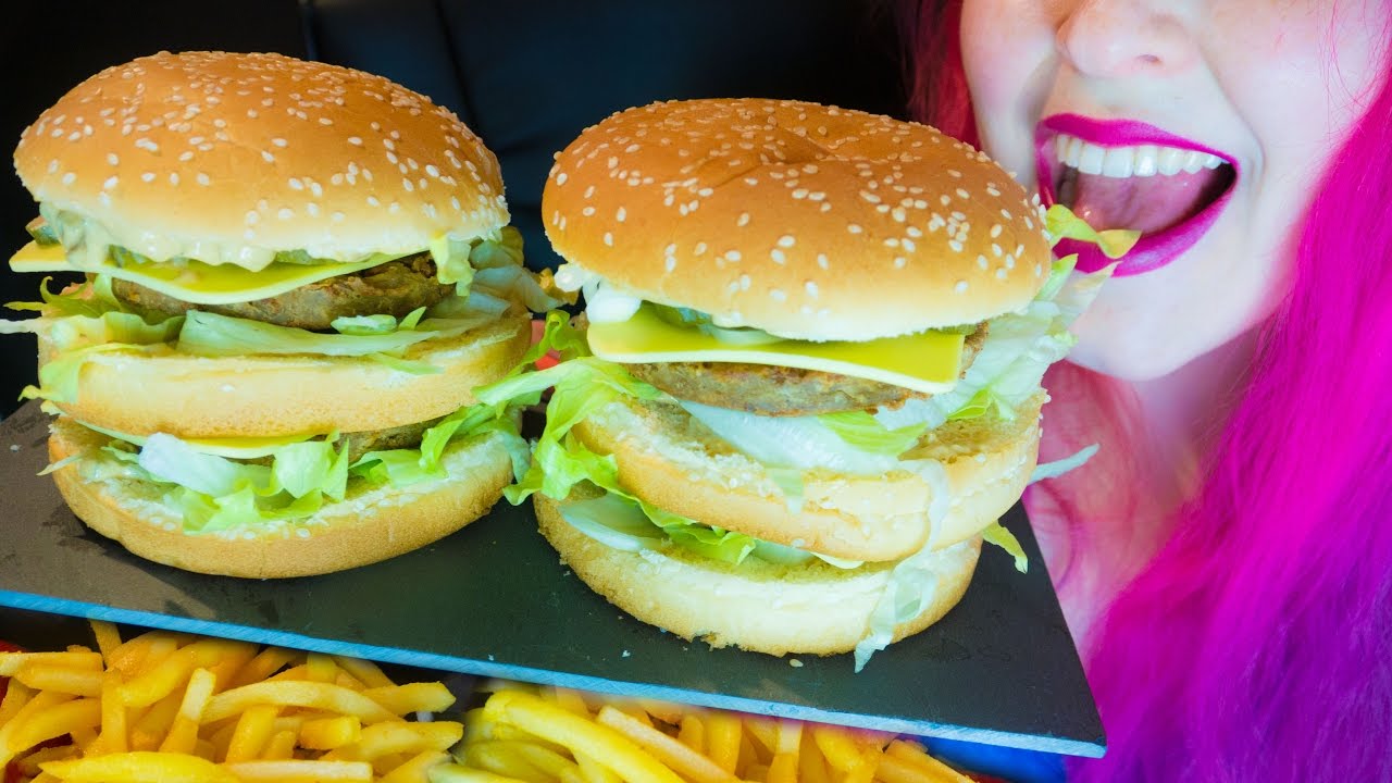 ASMR: Huge Big Macs & Fries | Homemade MCDONALDS! 30k subs~ Relaxing Eating Sounds [Vegan] 😻