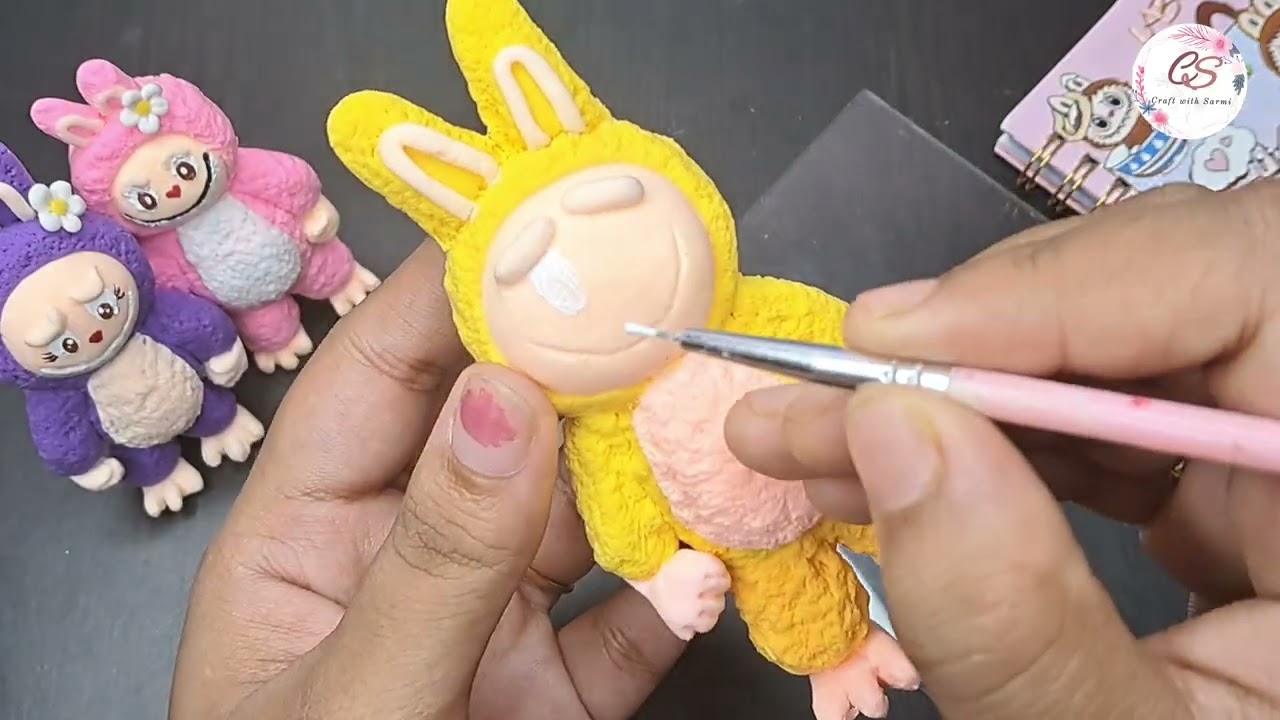 DIY Labubu Doll Making || Labubu Doll Making with clay at home easily ♥️