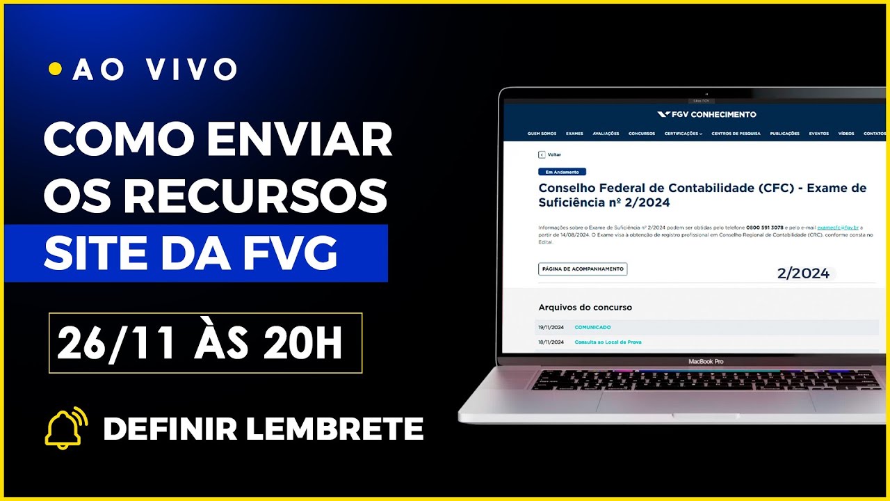Como enviar os recursos no site da FGV - CFC 2024.2