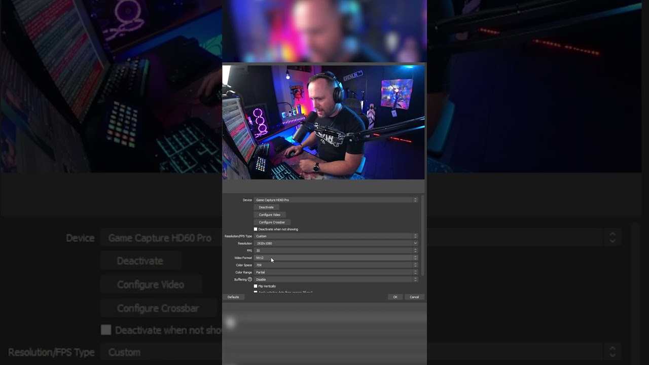 OBS Studio Camera settings for Twitch