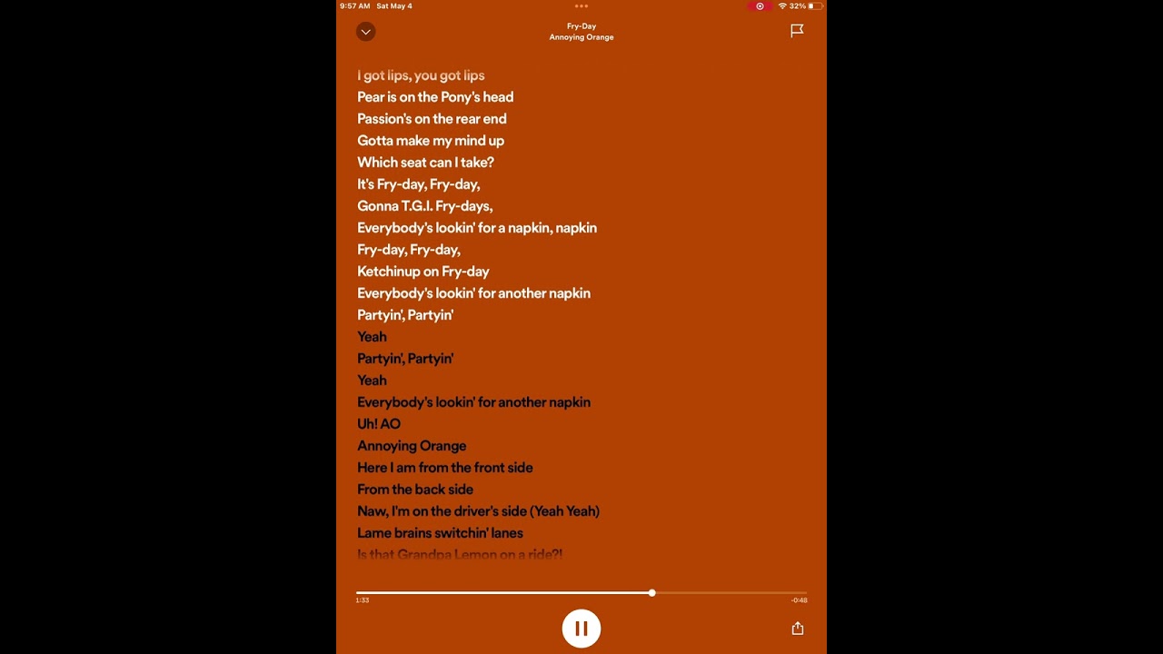 Fry-Day lyrics by Annoying Orange 🍊
