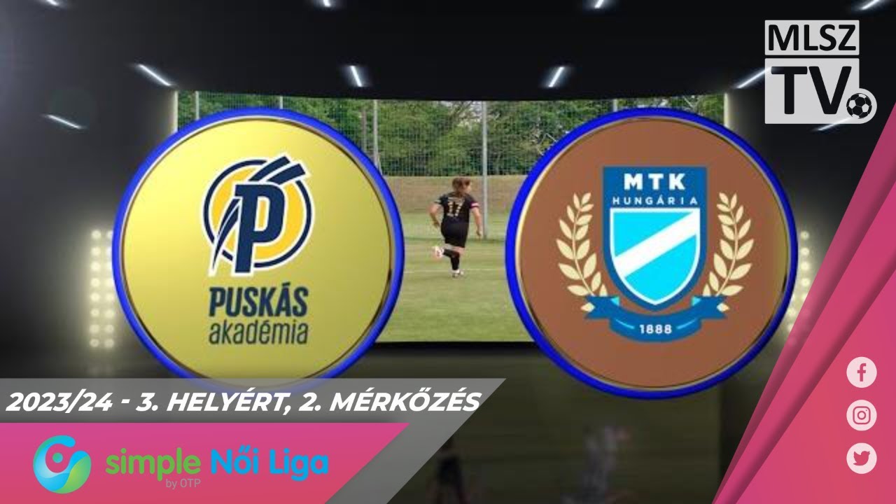 Puskás Akadémia FC - MTK Budapest | 3-5 | Simple Női Liga | 3. helyért, 2. mérkőzés | MLSZTV