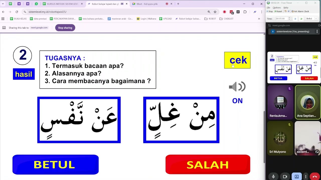 Kursus Metode Sistem Level kelas siang 3 Januari 2026 jam 