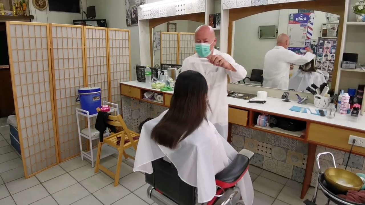 Cute barber girl (un)wanted hair cut✂️💈