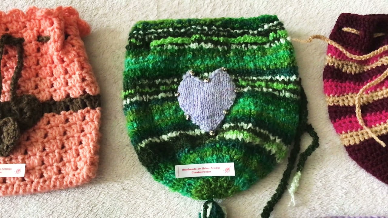 15July2021🌈Video of my Crochet & Knitted Gift Bags in My Collection by Helen Arlidge