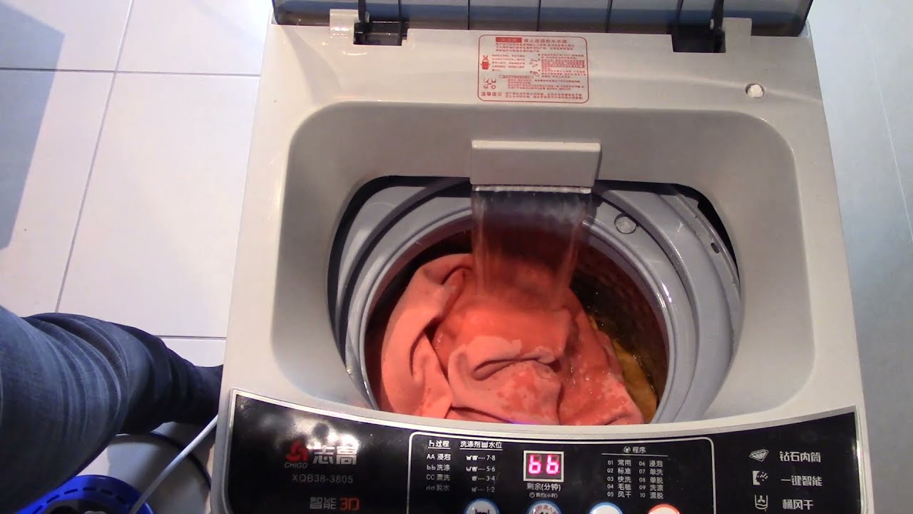 Chigo 3.8 KG mini washer - Programme 2 (easy cares) with warm water (750 RPM)