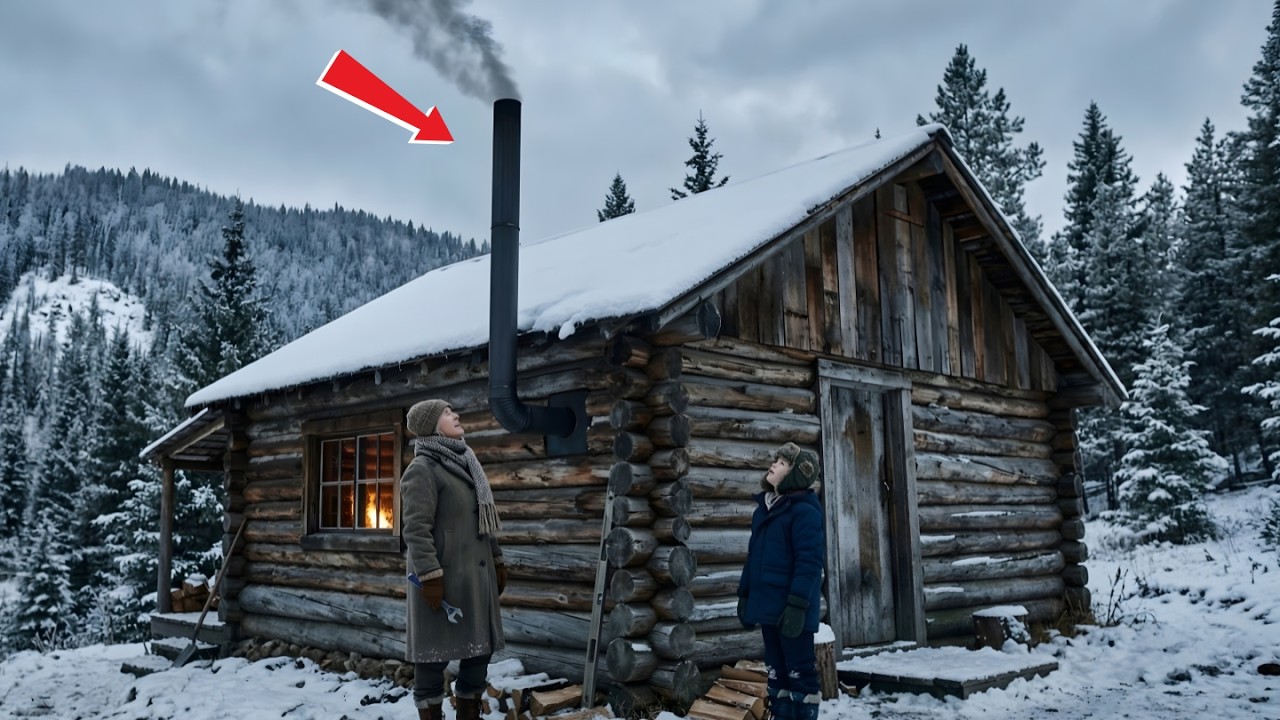 Dawn smoke was choking the cabin, so Grandma changed the stove pipe before winter set in