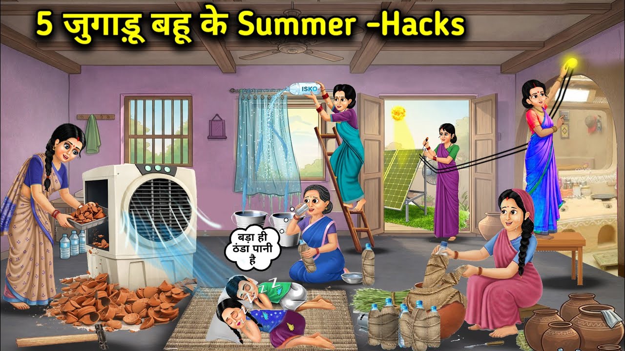 5 ग़रीब जुगाड़ू बहू के समर-हैक्स||Cartoon Videos||5 Summer Hacks of Jugaadu Bahu||Spicy Saas Bahu 