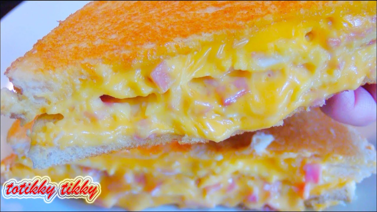 Ham Omelette Grilled Cheese Sandwich Recipe / Breakfast Recipes