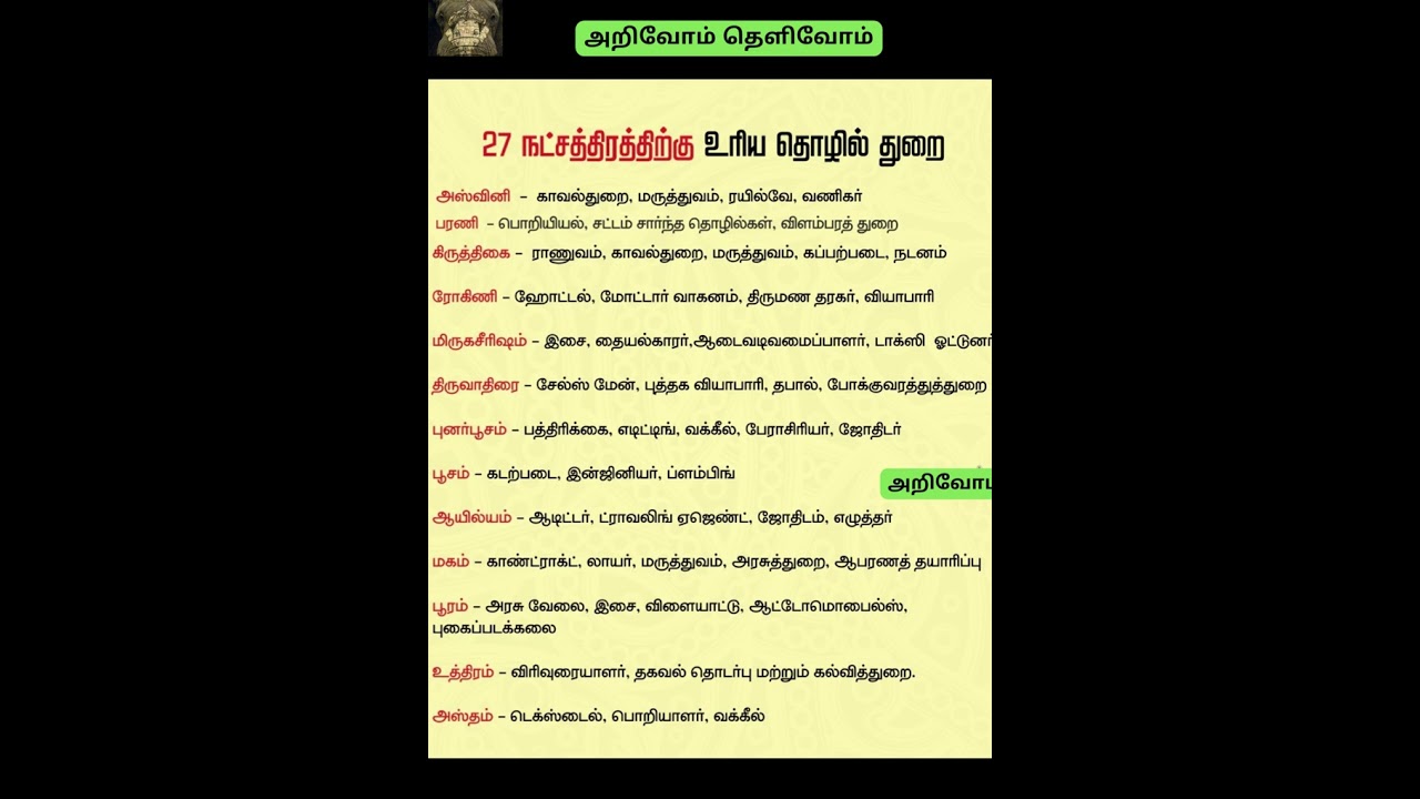 #nakshatra #27natchathiram #job