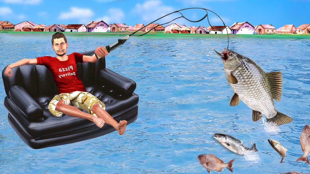 तिरती बेड सोफा फिशिंग Floating Bed Air Sofa Fishing Must Watch New Comedy Video Hindi  2021