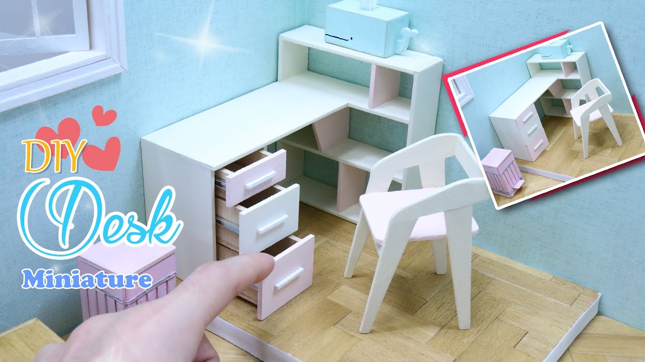 DIY MINIATURE DESK - How to Make Dollhouse Desk(writing table)