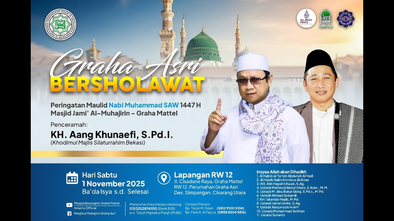 🔴(LIVE) GRAHA ASRI BERSHOLAWAT PERINGATAN MAULID NABI MUHAMMAD SAW 1447 H MASJID JAMI’ AL-MUHAJIRIN