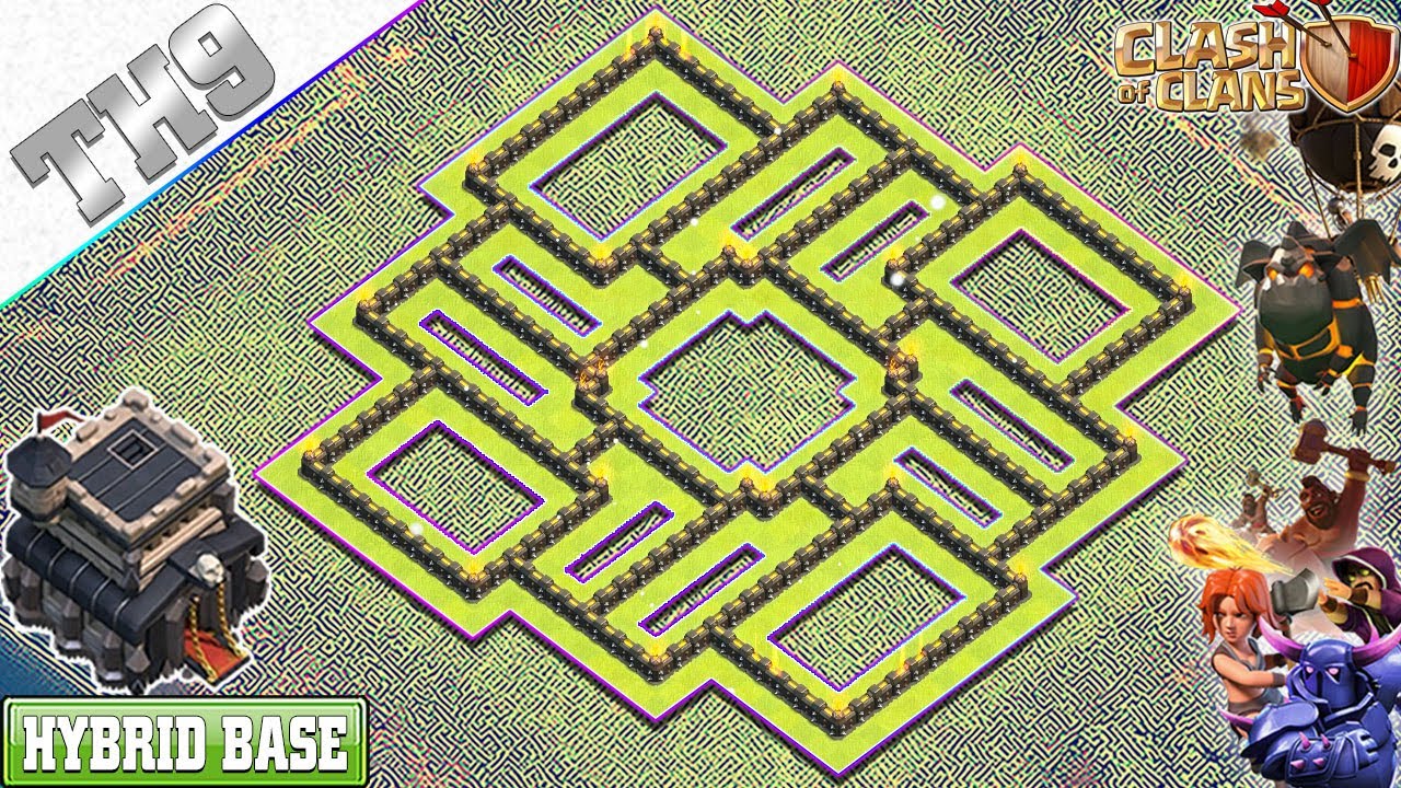 NEW TH9 Base with REPLAY | TH9 Hybrid Base with Copy Link - Clash of Clans