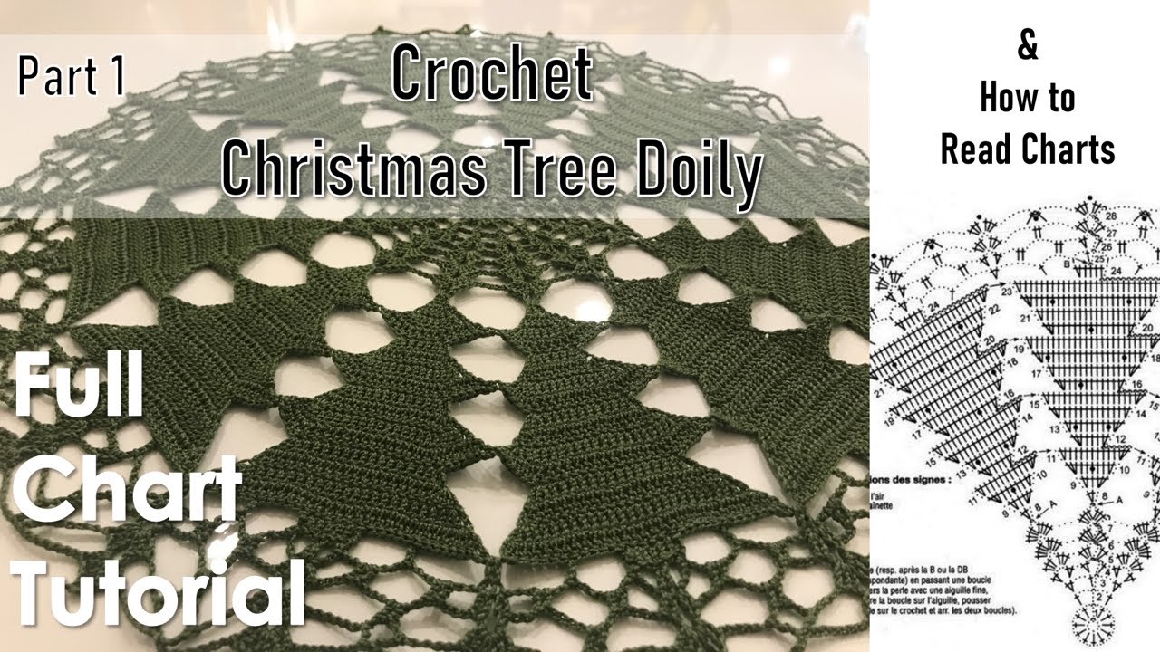 Learn to Crochet CHRISTMAS TREE DOILY with Crochet Chart | Part 1 |  Full Tutorial
