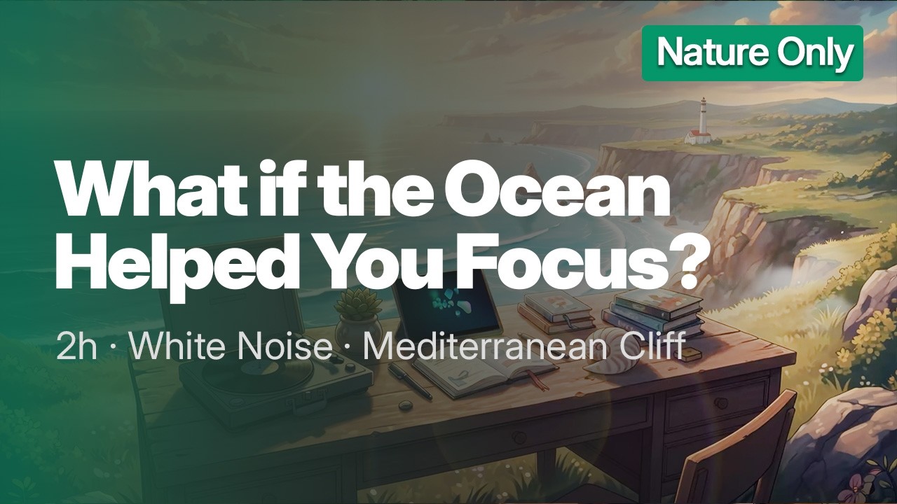 White Noise for studying 📚  with 25/5 Pomodoro Timer at Scottish coast  and Nature Sounds Only