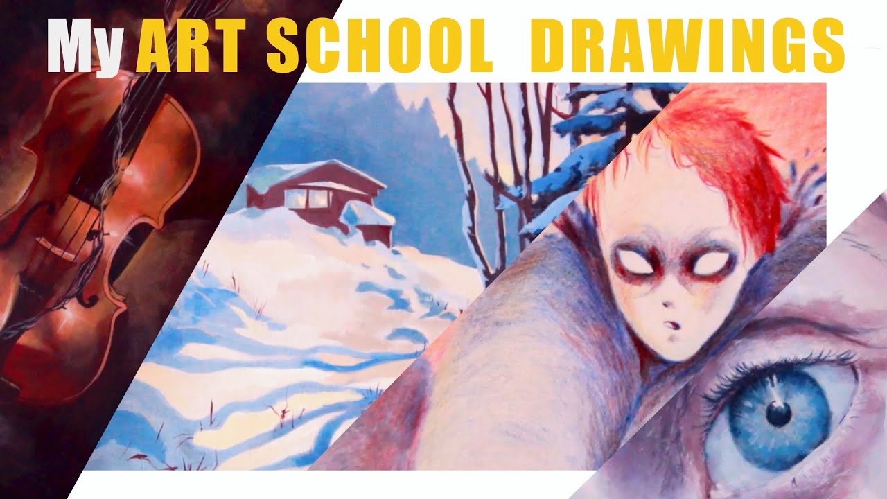 MES DESSINS D'ECOLE D'ART ☆ ART SCHOOL DRAWINGS TOUR - Mixed media - Traditional art