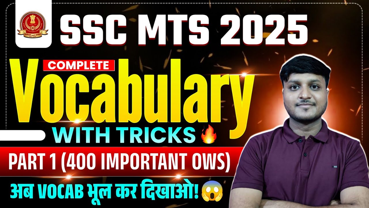 Complete Vocabulary With Tricks For SSC MTS 2025  | Part 1 - OWS | Important Vocab Marathon For MTS