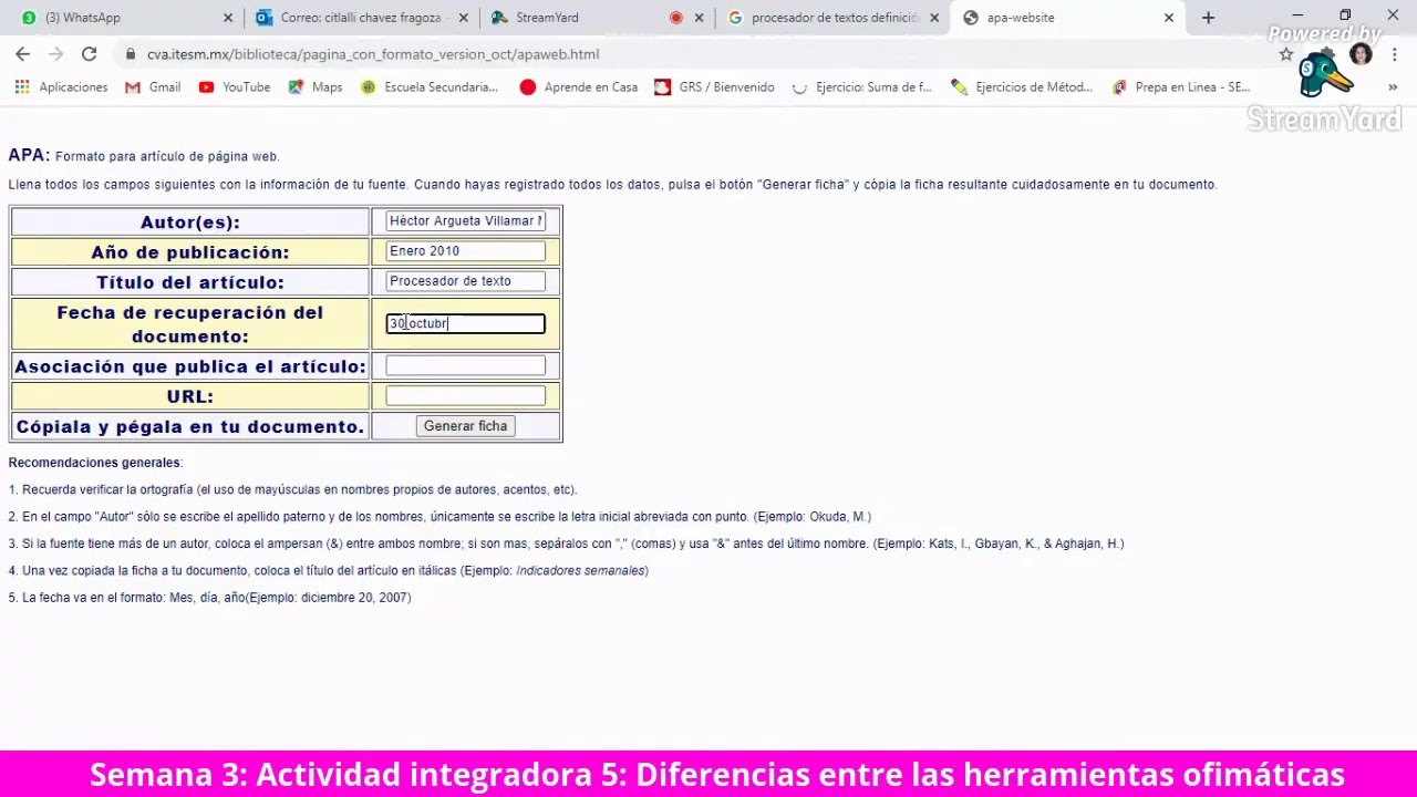Desarrollo de Actividad integradora 5: Diferencias entre las herramientas ofimáticas