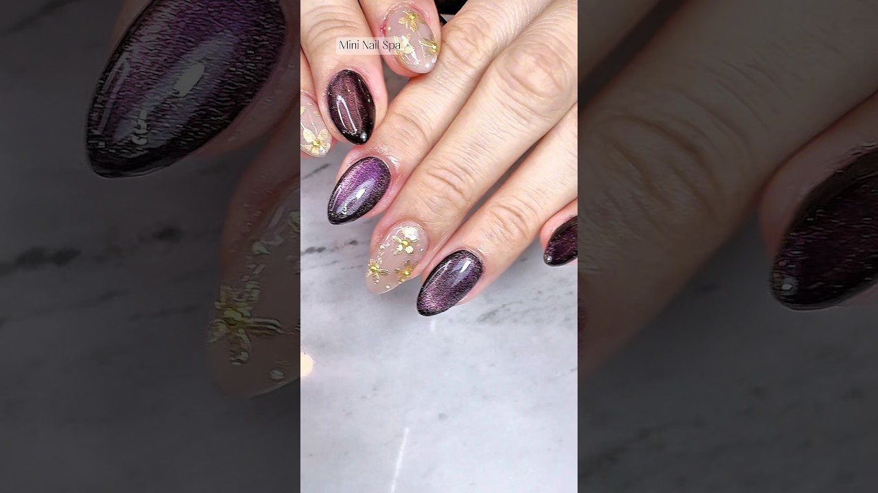 Purple Cat eyes with chrome / Kota Kinabalu / Nail Salon / 