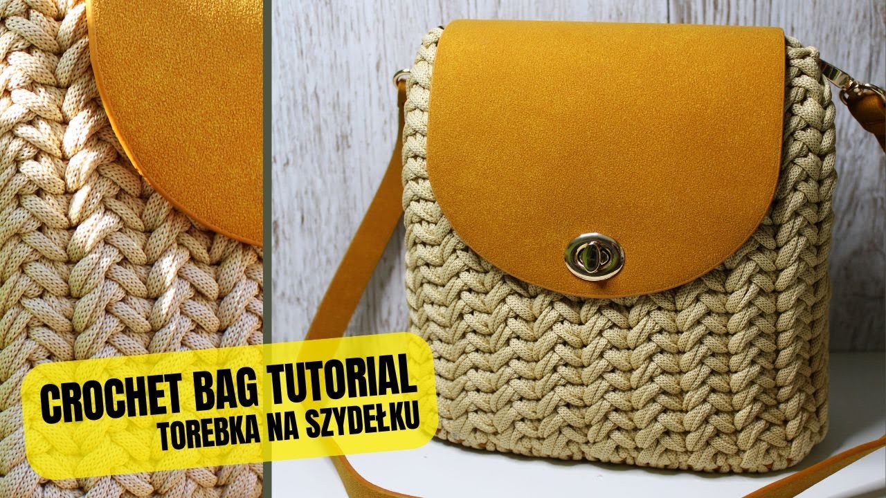 Torebka koszyk na szydełku, ścieg kłoskowy. Crochet bag video tutorial. Torebka kłosek.