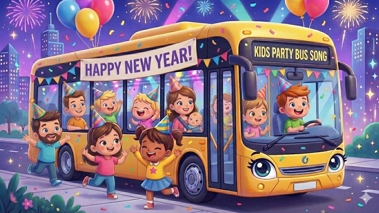 Happy New Year Song 🎉 |Kids Party song  #KidsSongs #NurseryRhymes #PartyBus #kidslearning 