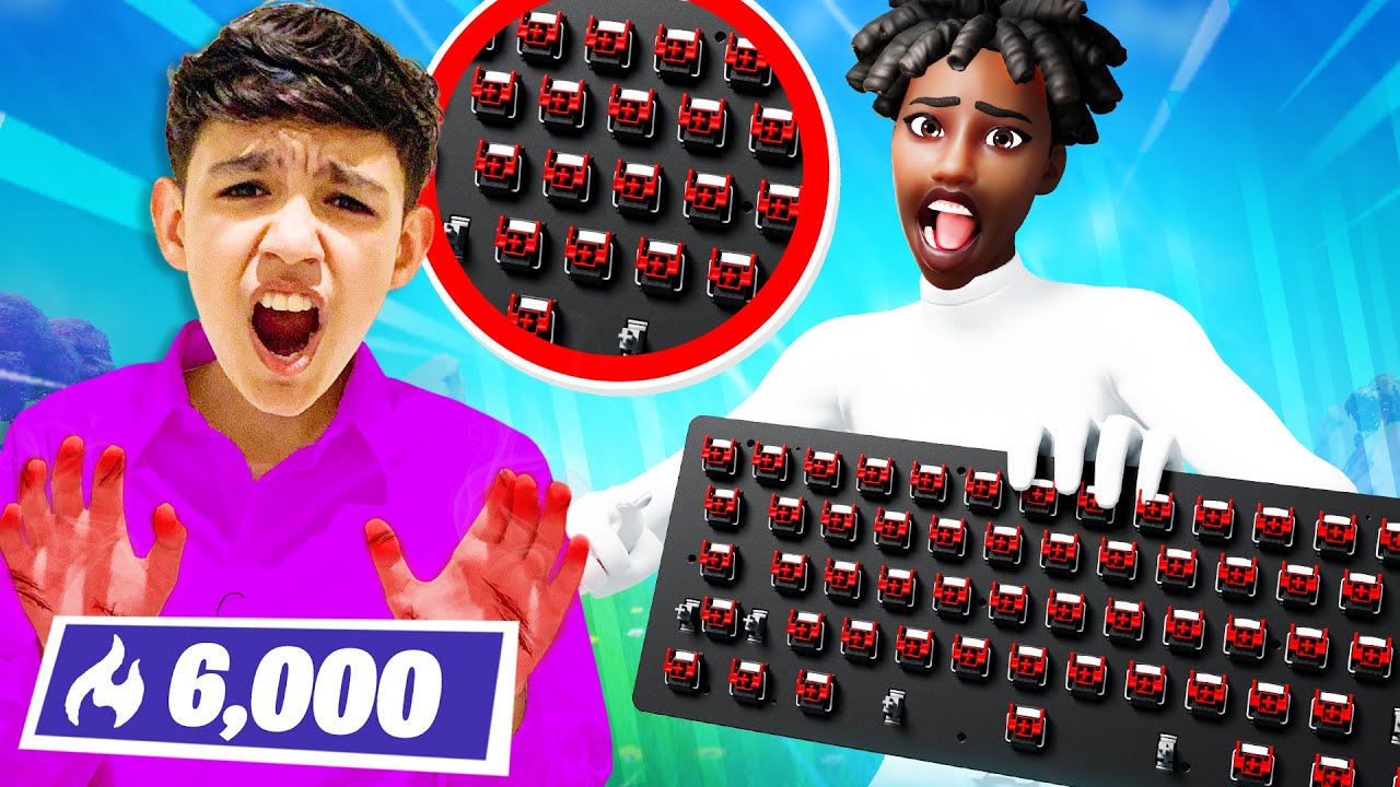13 Year Old Plays Arena Fortnite With No Keycaps For 24 Hours!