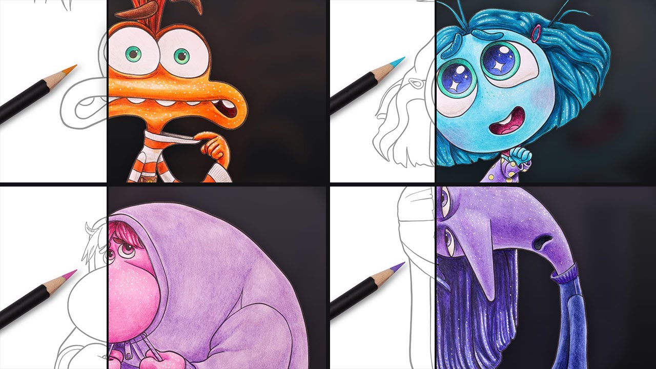 How to Color ALL new Emotions from Inside Out 2 - Basic and Advanced | Inside Out 2 Coloring Pages